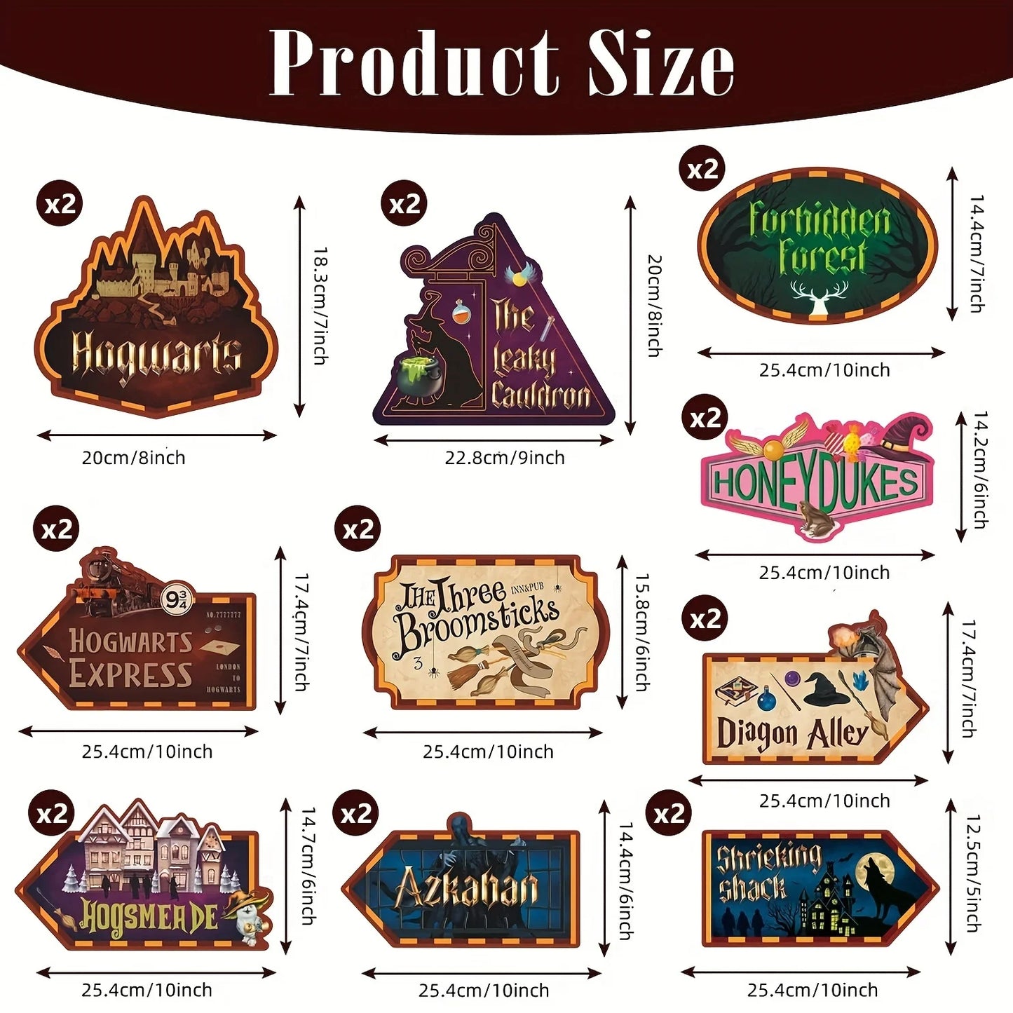 Harry Potter Party Signs (20 Piece Set, Of 10 Signs, 2 Each)